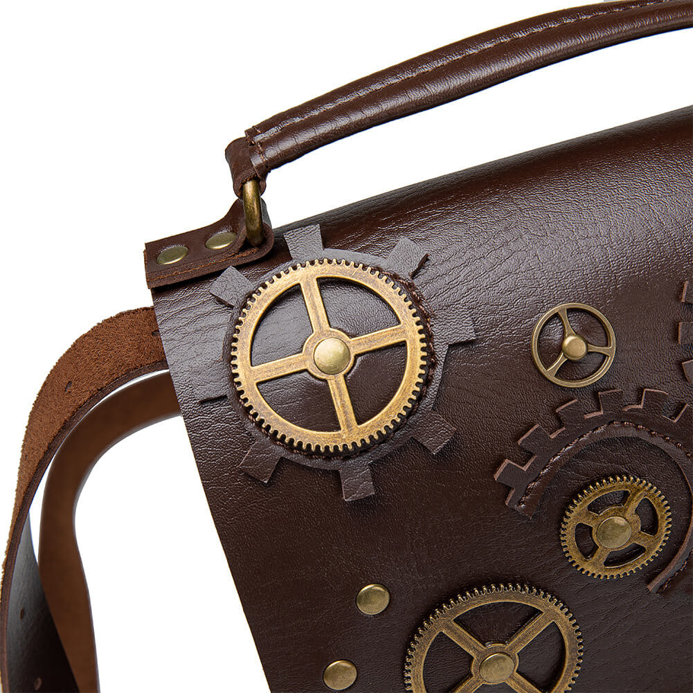 Ro Rox Phineas Steampunk Clock Faux Leather Satchel Bag