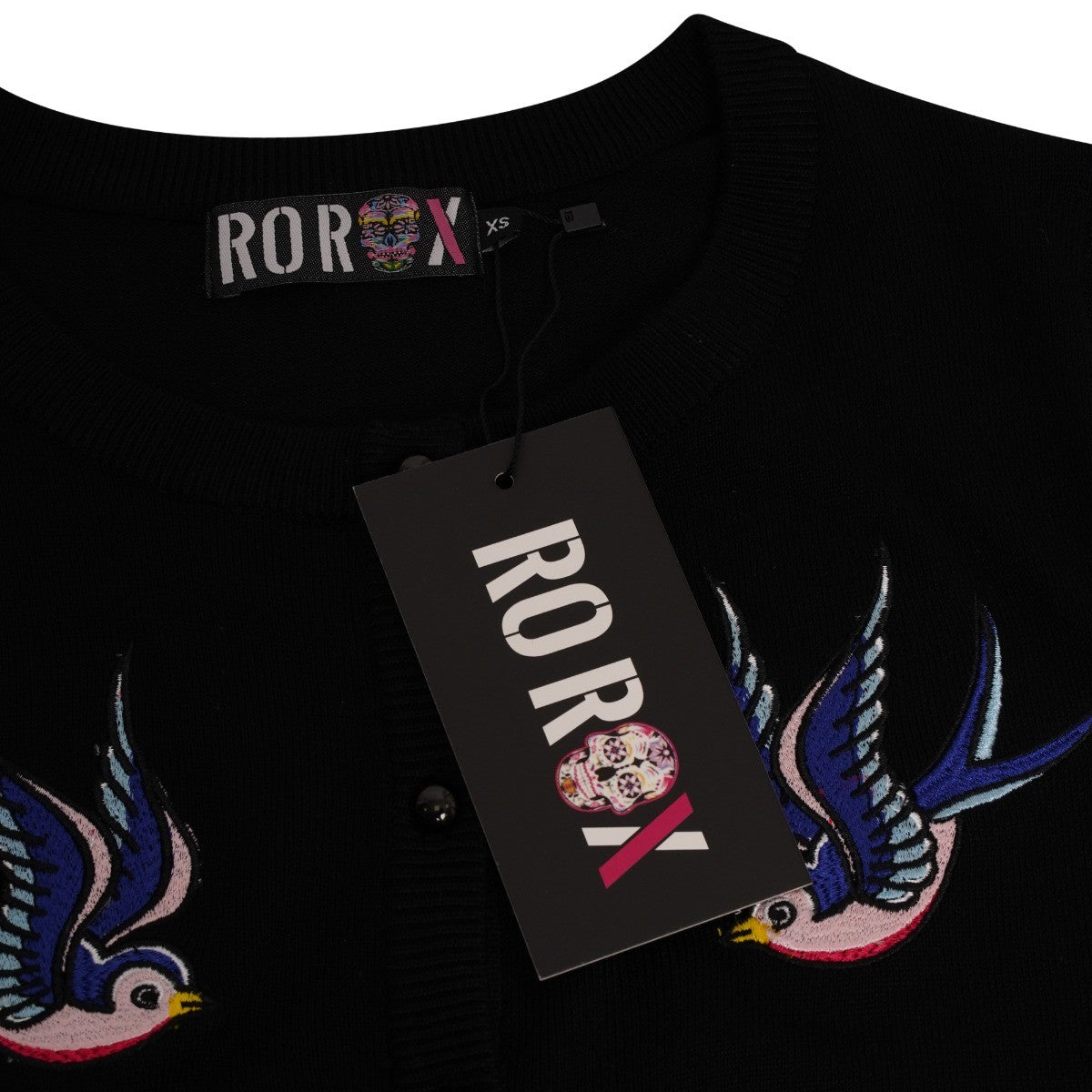 Ro Rox Swallows Bird Rockabilly Knit Long Sleeve Cardigan