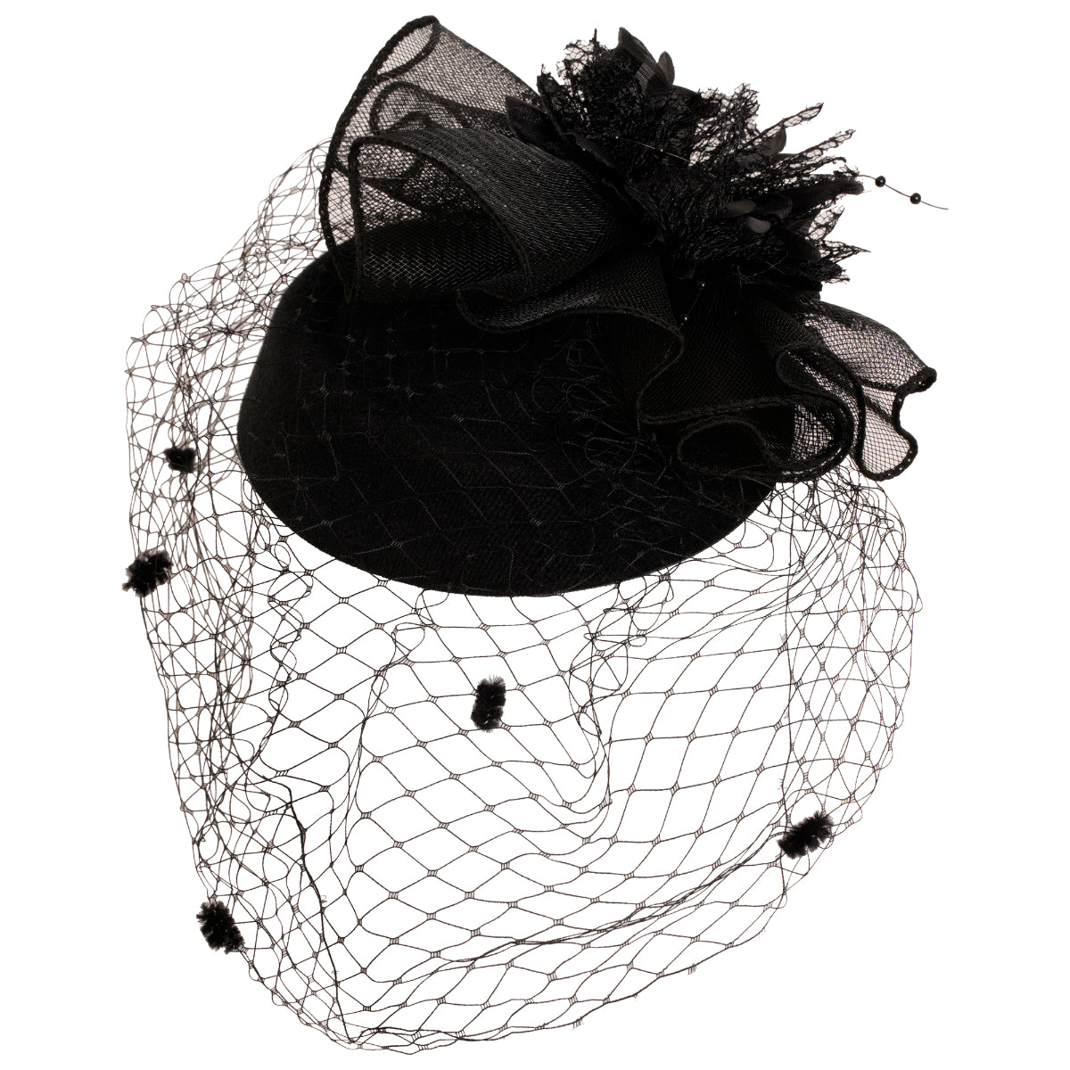 Ro Rox Retro 1940's 1950's Fascinator Net Ruffle Flower Hat