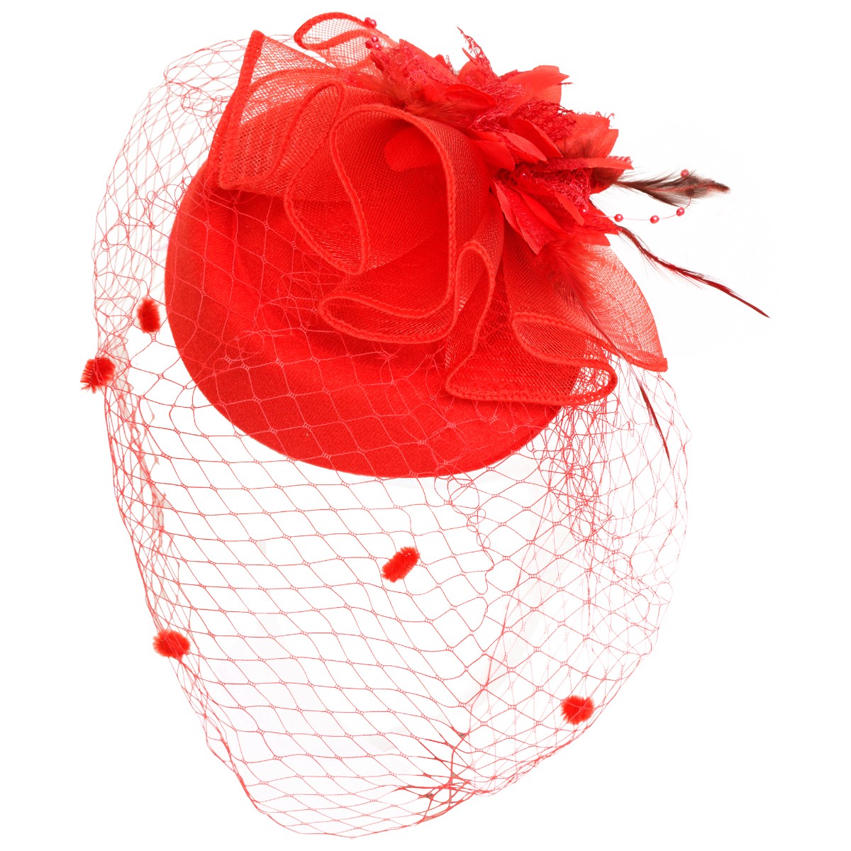 Ro Rox Retro 1940's 1950's Fascinator Net Ruffle Flower Hat