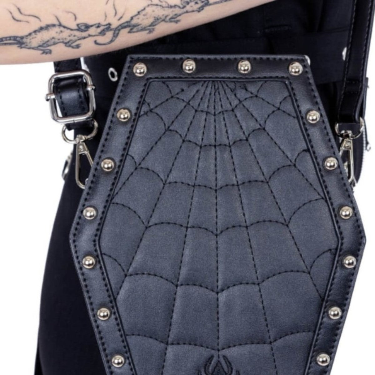Heartless Web Weaver Spiderweb Gothic Coffin Backpack