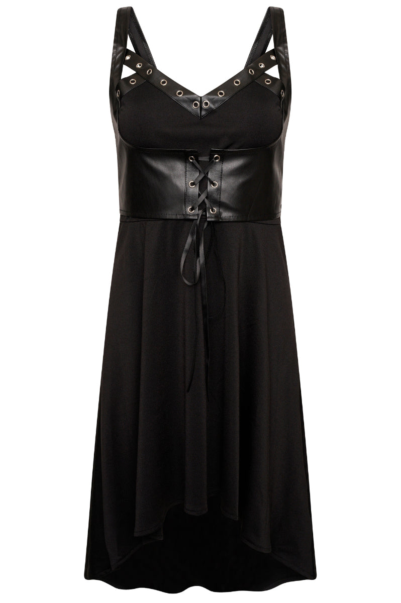Ro Rox Willow Corset Detail Sleeveless High Low Hem Gothic Dress