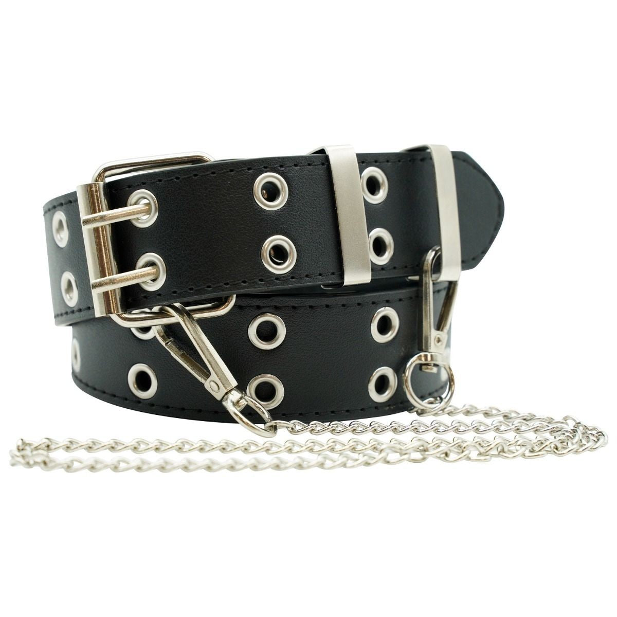 Ro Rox Rudie Double Eyelet PU Belt with Square Buckle & Chain
