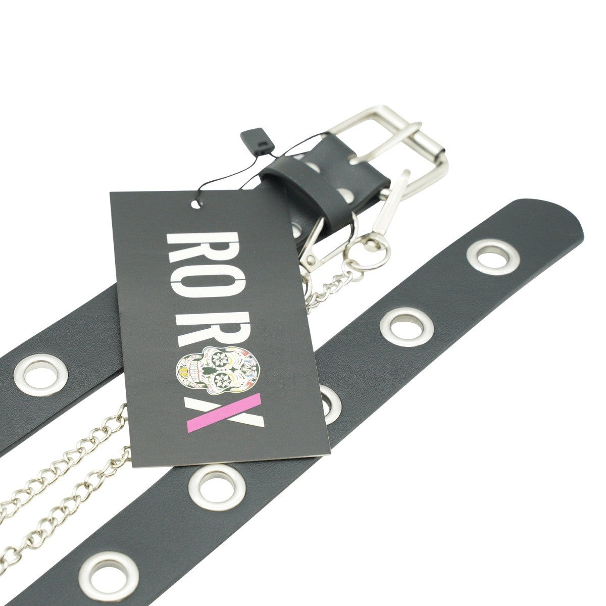Ro Rox Hawk Large Eyelet Belt with Square Buckle & Chain