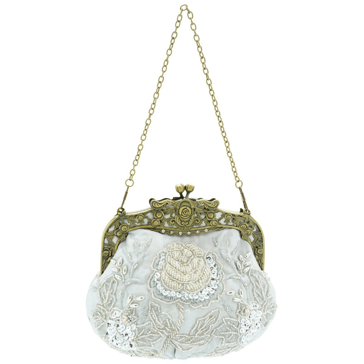 Ro Rox Margeret Satin Embroidered Antique Clasp Evening Bag