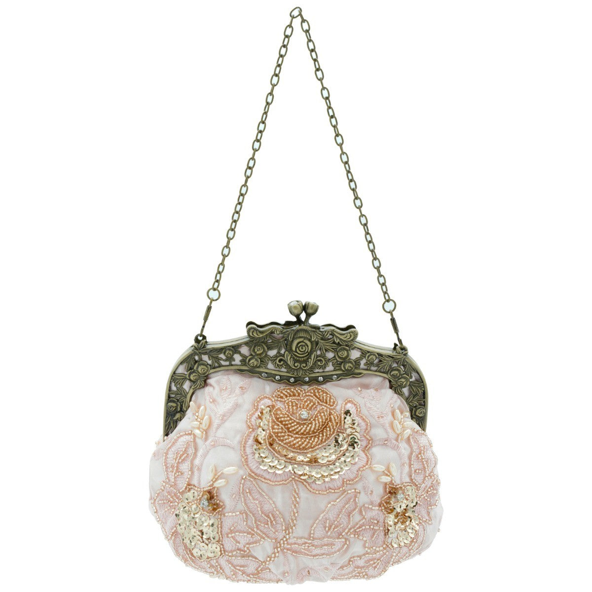 Ro Rox Margeret Satin Embroidered Antique Clasp Evening Bag