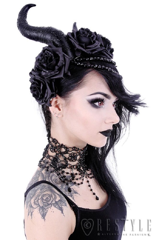 Restyle Evil Queen Gothic Hair Garland Horns Flower Headband