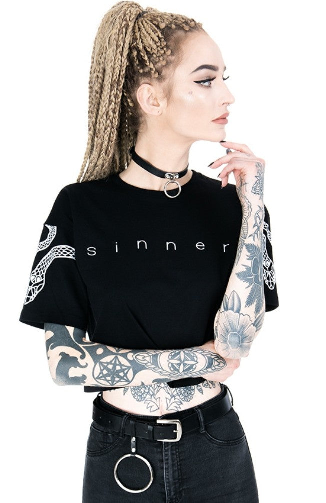 Restyle Sinner Gothic Snakes Crop Top