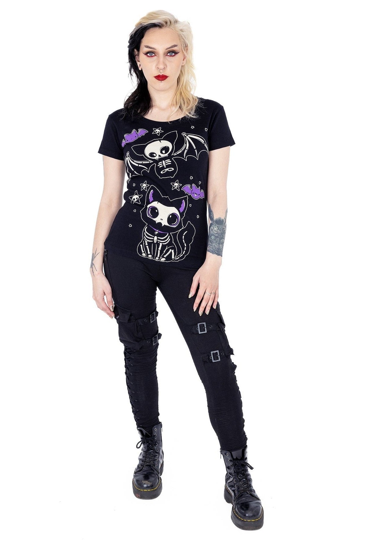 Cupcake Cult Skelly Cat Gothic Punk T-shirt