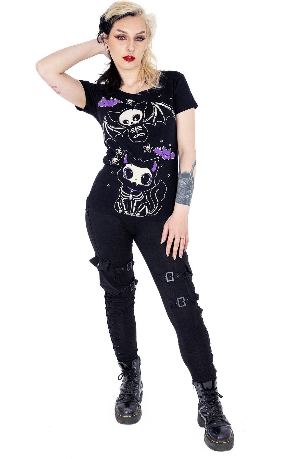 Cupcake Cult Skelly Cat Gothic Punk T-shirt