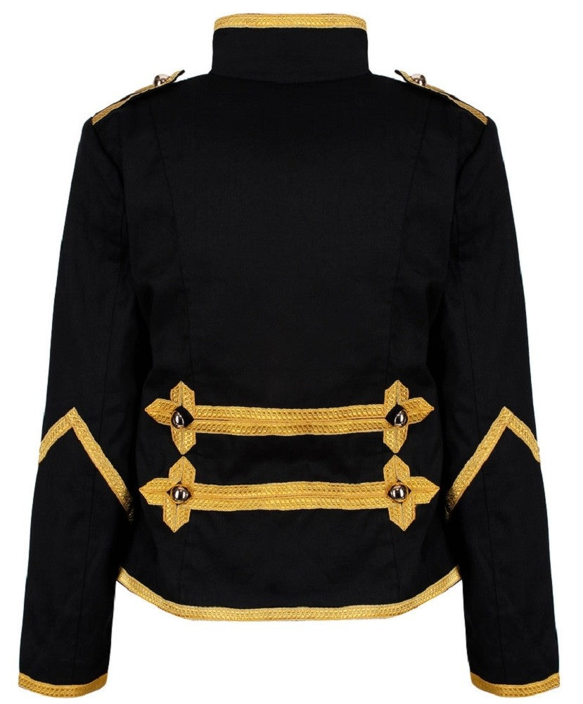 Women's Military Black Gold Hussar Drummer Jacket Ro Rox